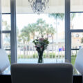 This is the view from the dining area window in a garden-side unit
