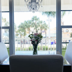 This is the view from the dining area window in a garden-side unit