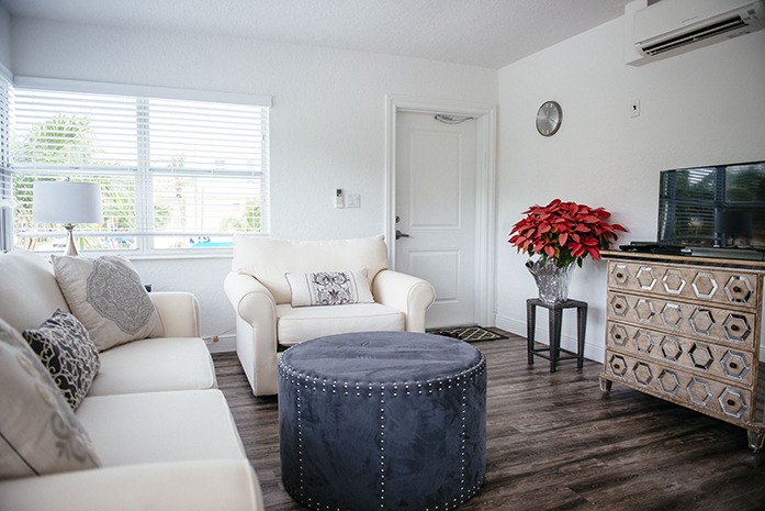 Sea Spray Inn. This is a picture of a pool-side one-bedroom unit living area Sea Spray Inn. This is a picture of a pool-side one-bedroom unit living area